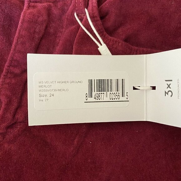 3x1 W3 Velvet Merlot Higher Ground Slim Pants 24 - Picture 10 of 11